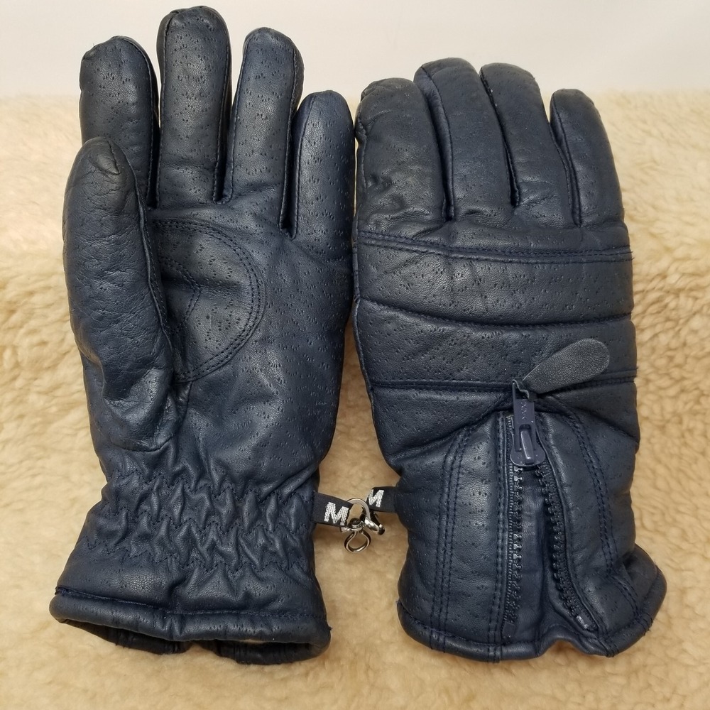 VTG Conroy Ladies Medium Leather Fiber Insulated‎ Mittens Gloves Taiwan Zip Used